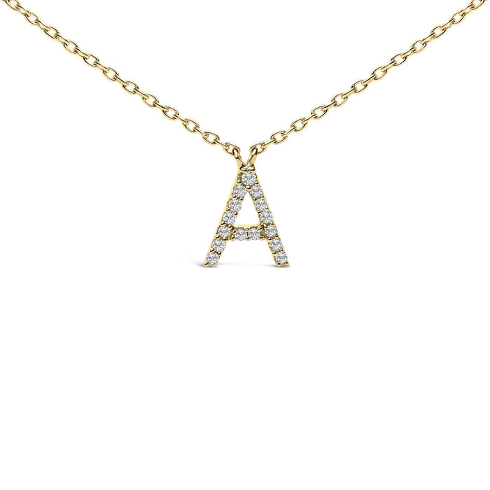 Collar con colgante de inicial A-Z en letra de molde con detalle de diamante en oro amarillo de 10K, foto 52
