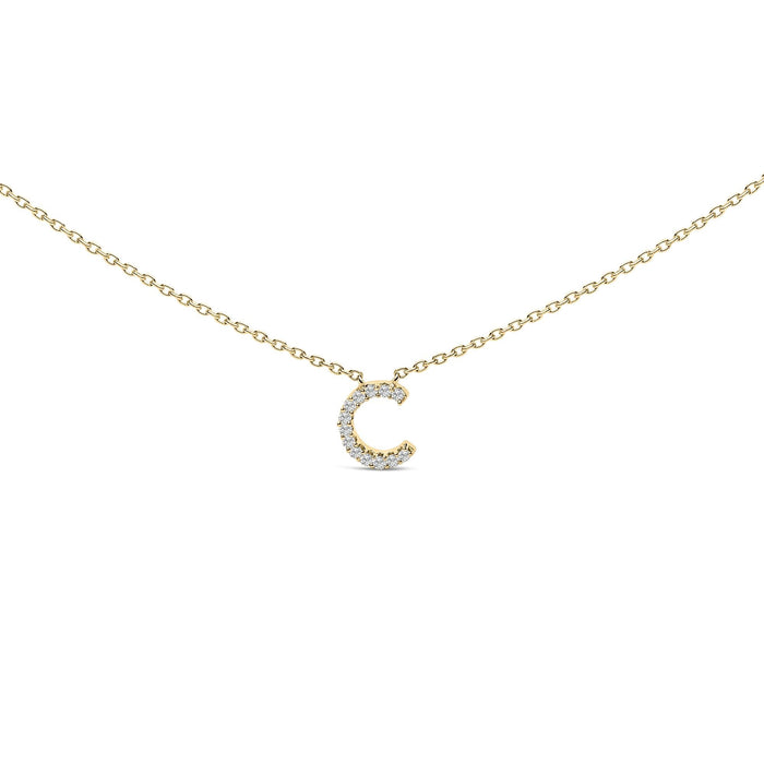 Collar con colgante de inicial A-Z en letra de molde con detalle de diamante en oro amarillo de 10K, foto 24
