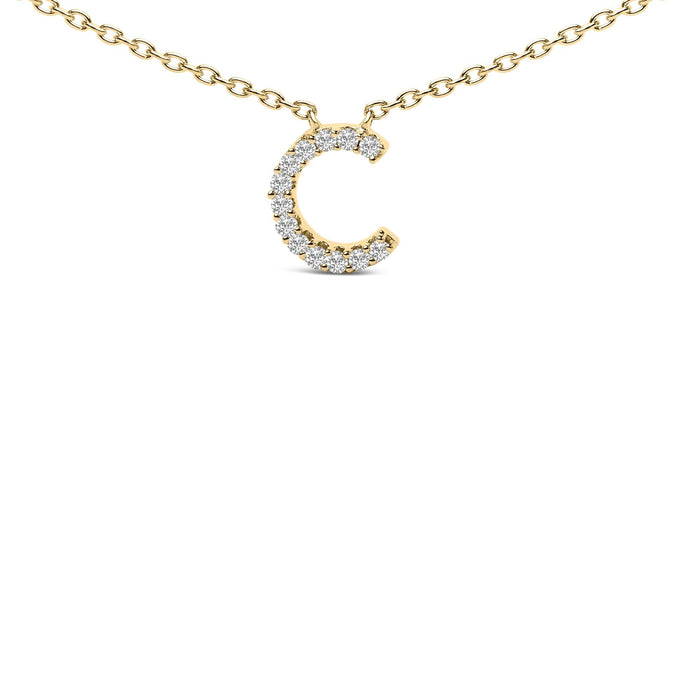 Collar con colgante de inicial A-Z en letra de molde con detalle de diamante en oro amarillo de 10K, foto 50
