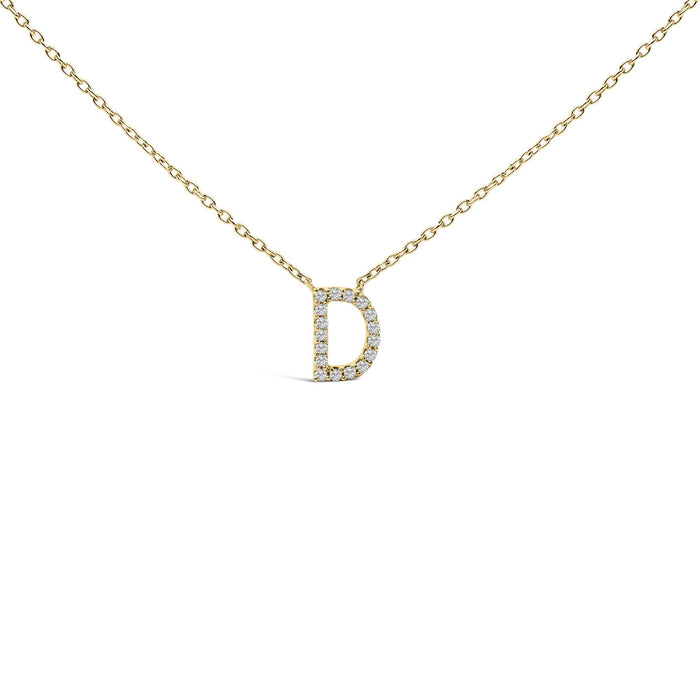 Collar con colgante de inicial A-Z en letra de molde con detalle de diamante en oro amarillo de 10K, foto 23