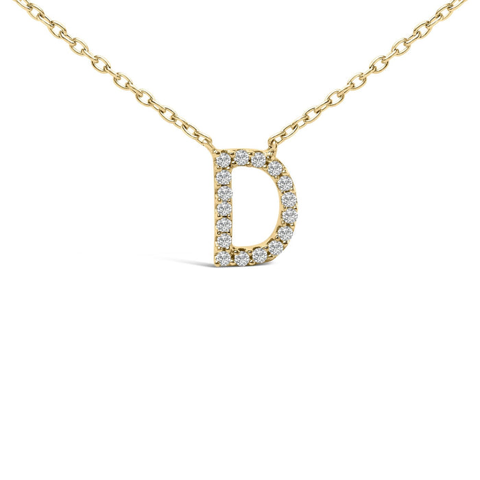 Collar con colgante de inicial A-Z en letra de molde con detalle de diamante en oro amarillo de 10K, foto 49
