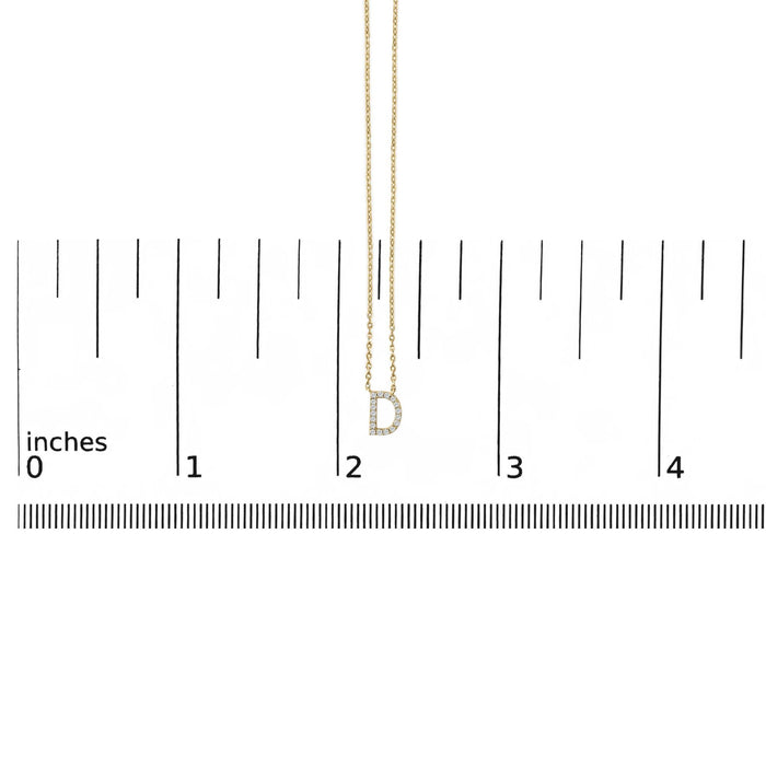 Collar con colgante de inicial A-Z en letra de molde con detalle de diamante en oro amarillo de 10K