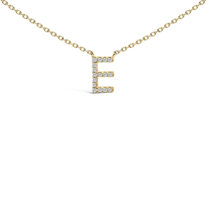 Collar con colgante de inicial A-Z en letra de molde con detalle de diamante en oro amarillo de 10K, foto 48