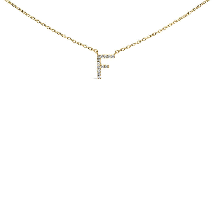 Collar con colgante de inicial A-Z en letra de molde con detalle de diamante en oro amarillo de 10K, foto 21