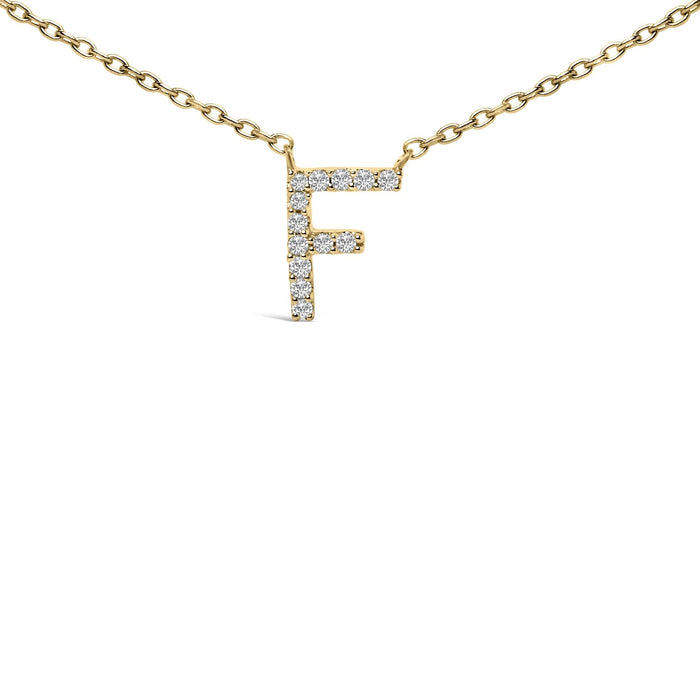 Collar con colgante de inicial A-Z en letra de molde con detalle de diamante en oro amarillo de 10K, foto 47