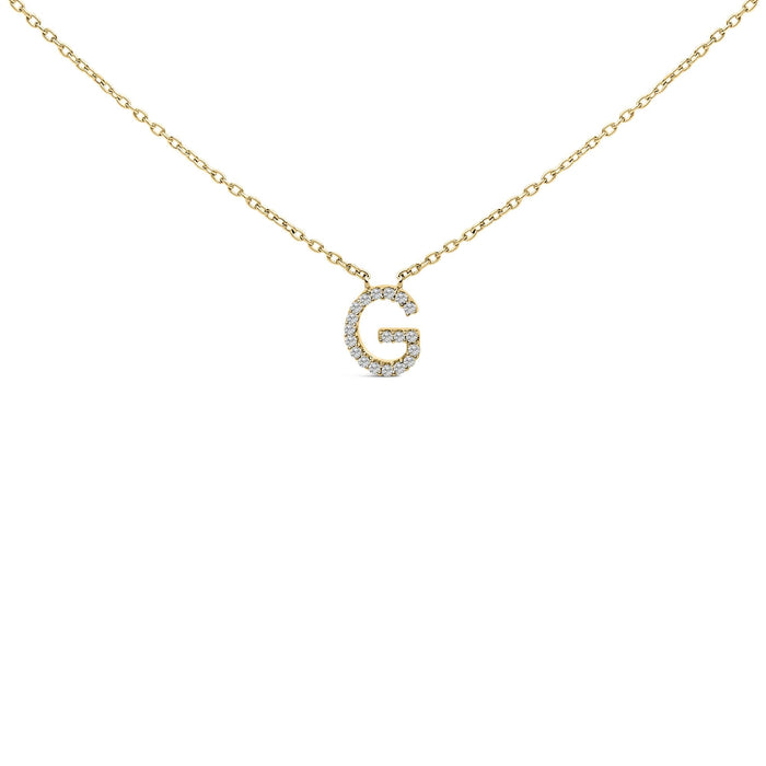 Collar con colgante de inicial A-Z en letra de molde con detalle de diamante en oro amarillo de 10K, foto 20