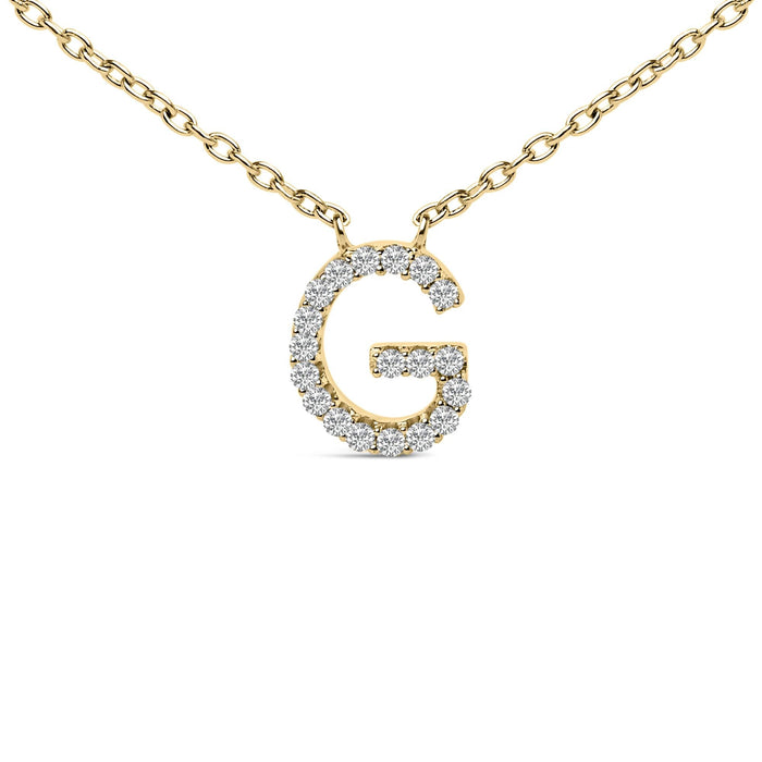 Collar con colgante de inicial A-Z en letra de molde con detalle de diamante en oro amarillo de 10K, foto 46