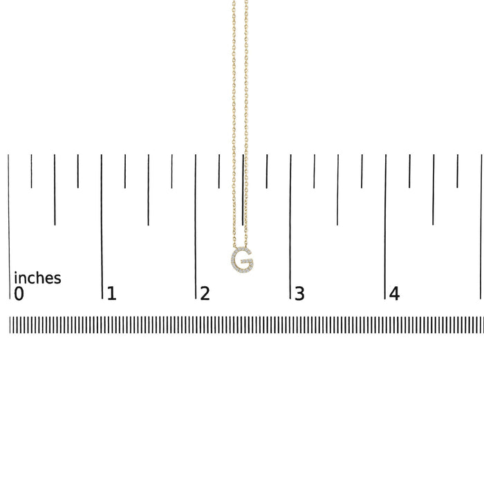 Collar con colgante de inicial A-Z en letra de molde con detalle de diamante en oro amarillo de 10K