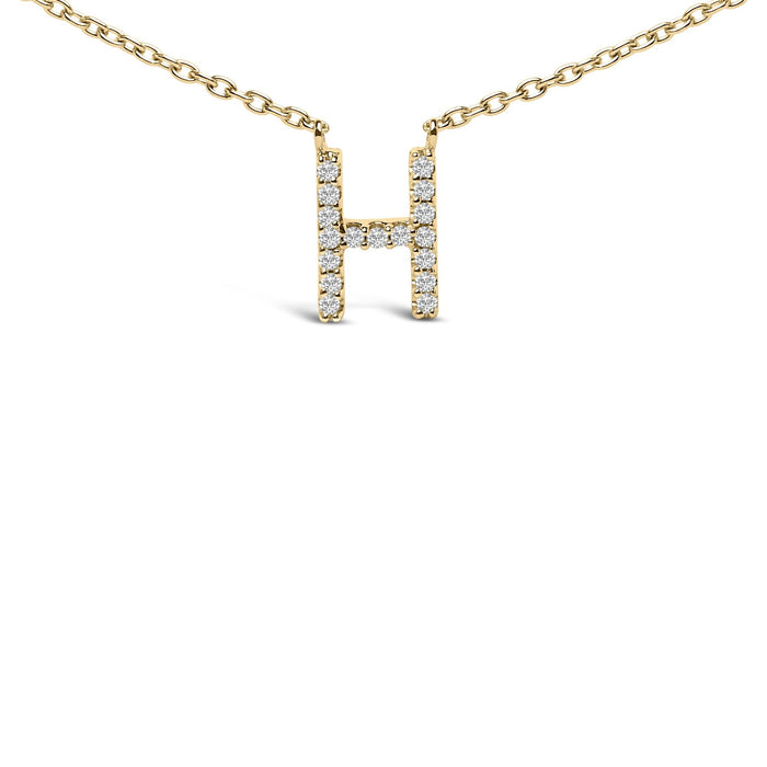 Collar con colgante de inicial A-Z en letra de molde con detalle de diamante en oro amarillo de 10K, foto 45