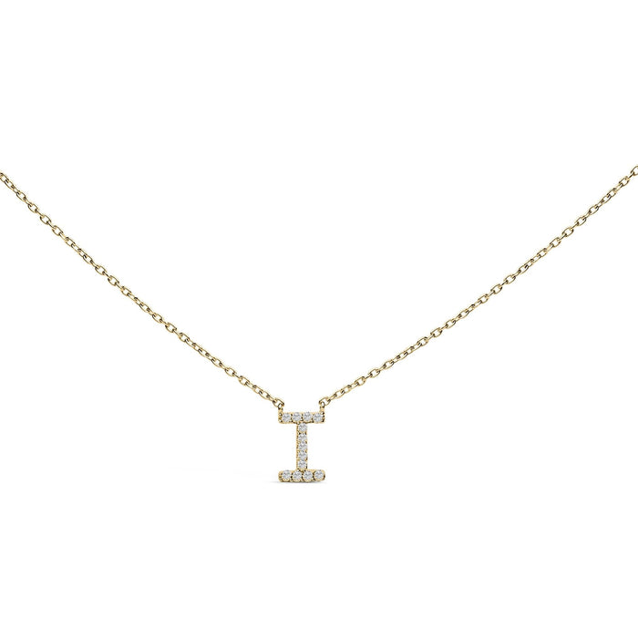 Collar con colgante de inicial A-Z en letra de molde con detalle de diamante en oro amarillo de 10K, foto 18