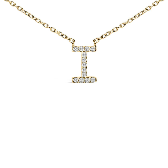 Collar con colgante de inicial A-Z en letra de molde con detalle de diamante en oro amarillo de 10K, foto 44