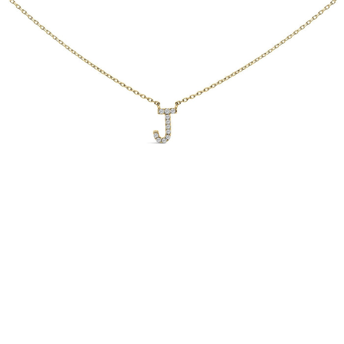 Collar con colgante de inicial A-Z en letra de molde con detalle de diamante en oro amarillo de 10K, foto 17