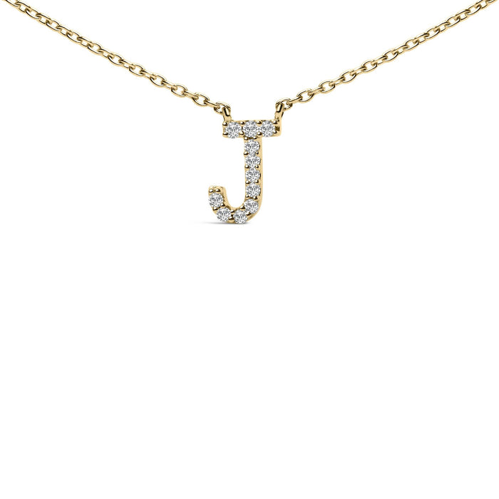 Collar con colgante de inicial A-Z en letra de molde con detalle de diamante en oro amarillo de 10K, foto 43