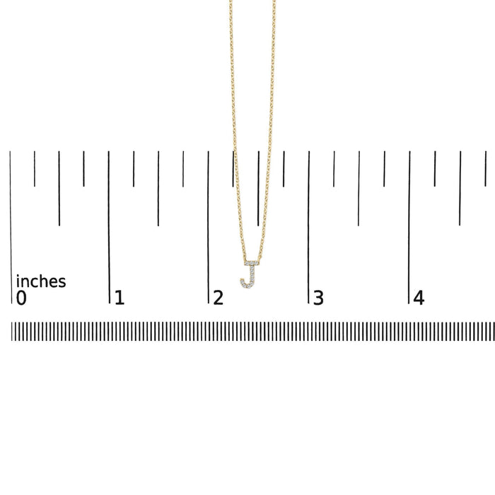 Collar con colgante de inicial A-Z en letra de molde con detalle de diamante en oro amarillo de 10K