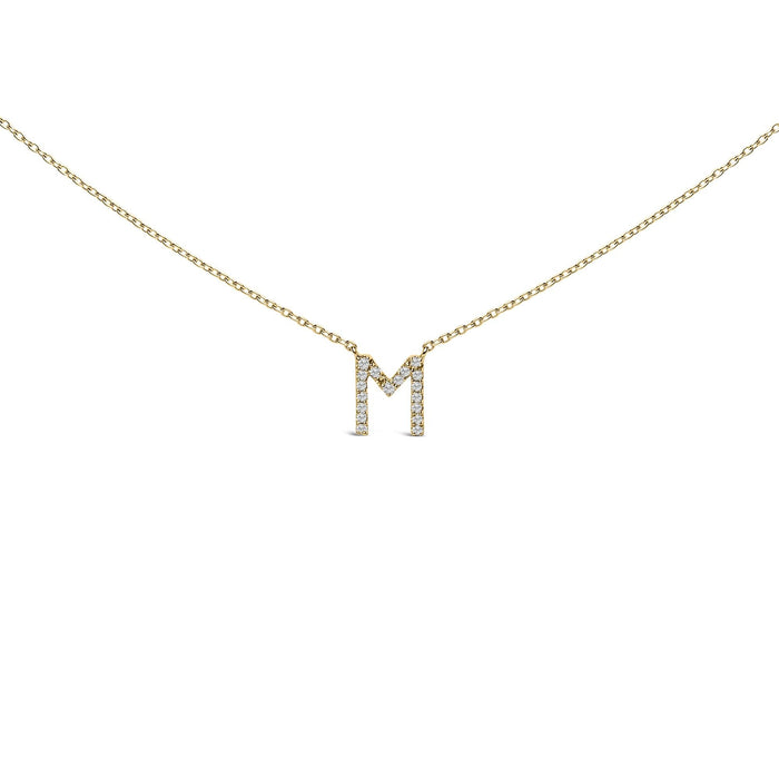 Collar con colgante de inicial A-Z en letra de molde con detalle de diamante en oro amarillo de 10K, foto 14