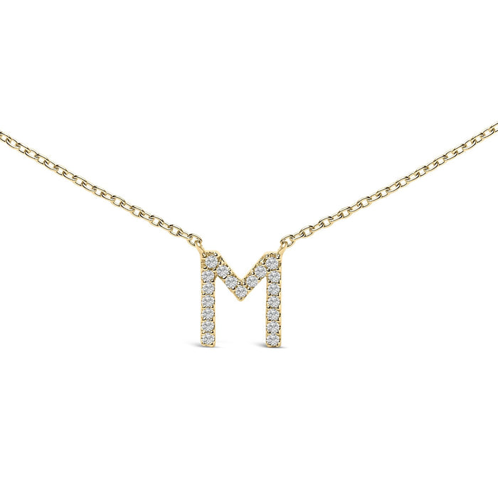 Collar con colgante de inicial A-Z en letra de molde con detalle de diamante en oro amarillo de 10K, foto 40