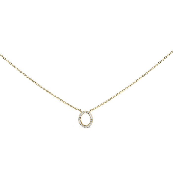 Collar con colgante de inicial A-Z en letra de molde con detalle de diamante en oro amarillo de 10K, foto 12