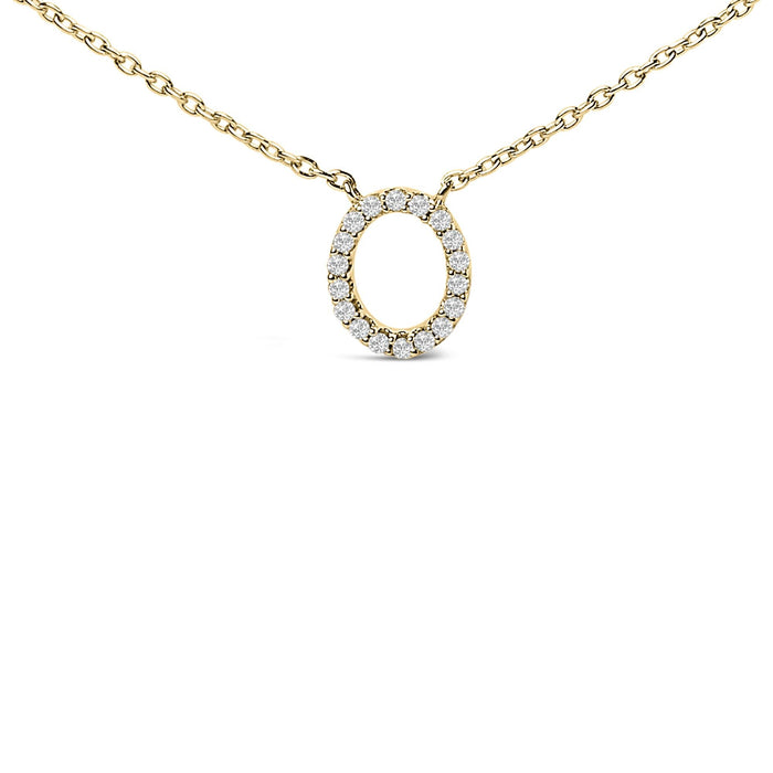 Collar con colgante de inicial A-Z en letra de molde con detalle de diamante en oro amarillo de 10K, foto 38