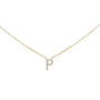 Collar con colgante de inicial A-Z en letra de molde con detalle de diamante en oro amarillo de 10K, foto 11