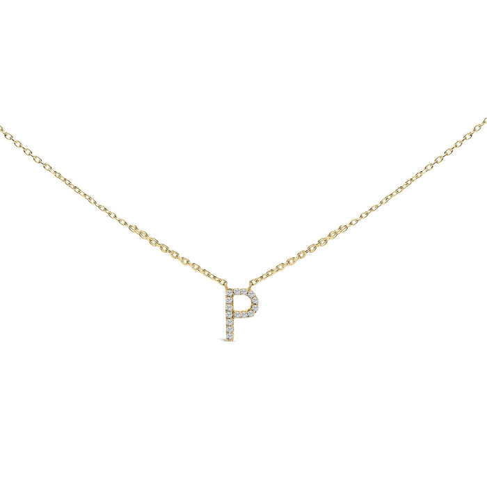 Collar con colgante de inicial A-Z en letra de molde con detalle de diamante en oro amarillo de 10K, foto 11