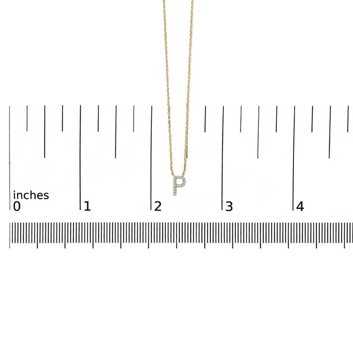 Collar con colgante de inicial A-Z en letra de molde con detalle de diamante en oro amarillo de 10K