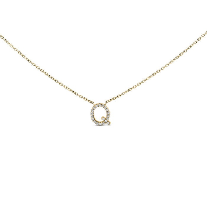 Collar con colgante de inicial A-Z en letra de molde con detalle de diamante en oro amarillo de 10K, foto 10