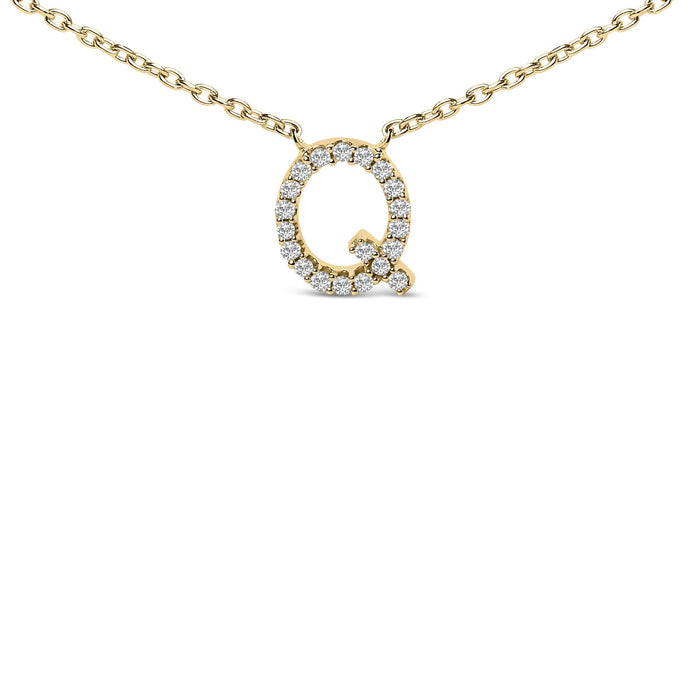 Collar con colgante de inicial A-Z en letra de molde con detalle de diamante en oro amarillo de 10K, foto 36