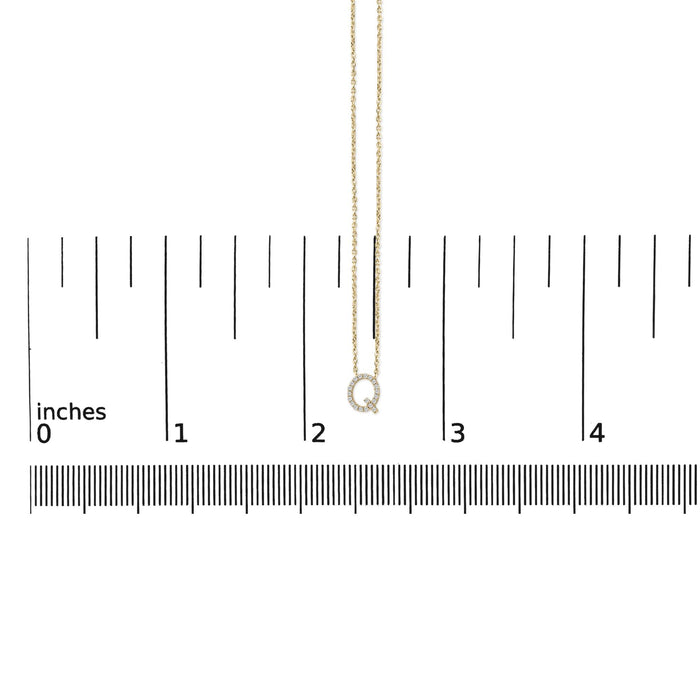 Collar con colgante de inicial A-Z en letra de molde con detalle de diamante en oro amarillo de 10K