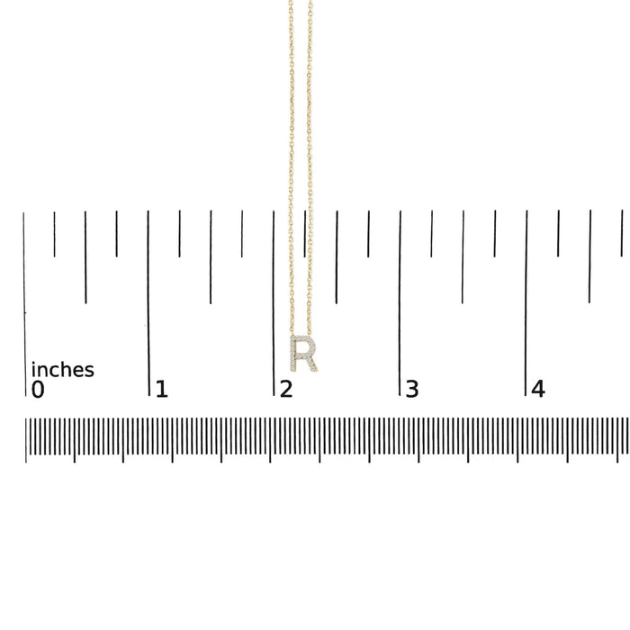 Collar con colgante de inicial A-Z en letra de molde con detalle de diamante en oro amarillo de 10K