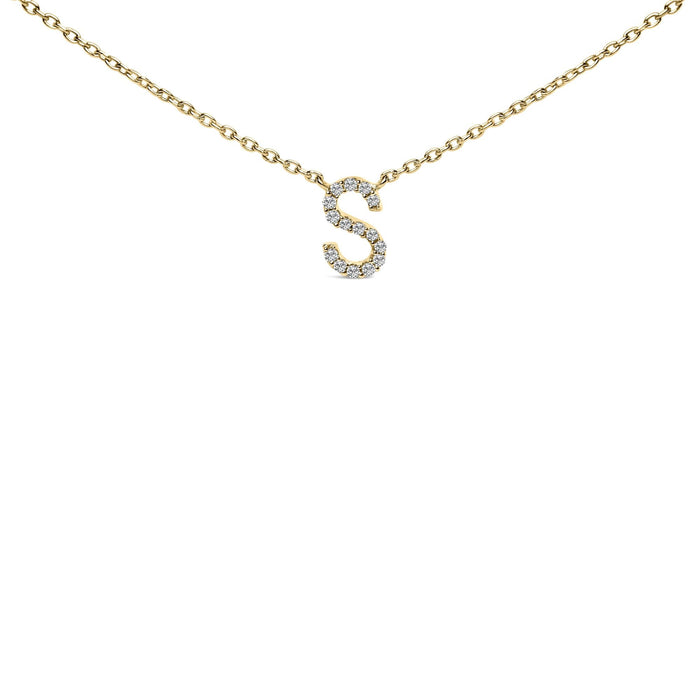 Collar con colgante de inicial A-Z en letra de molde con detalle de diamante en oro amarillo de 10K, foto 8