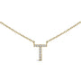 Collar con colgante de inicial A-Z en letra de molde con detalle de diamante en oro amarillo de 10K, foto 33