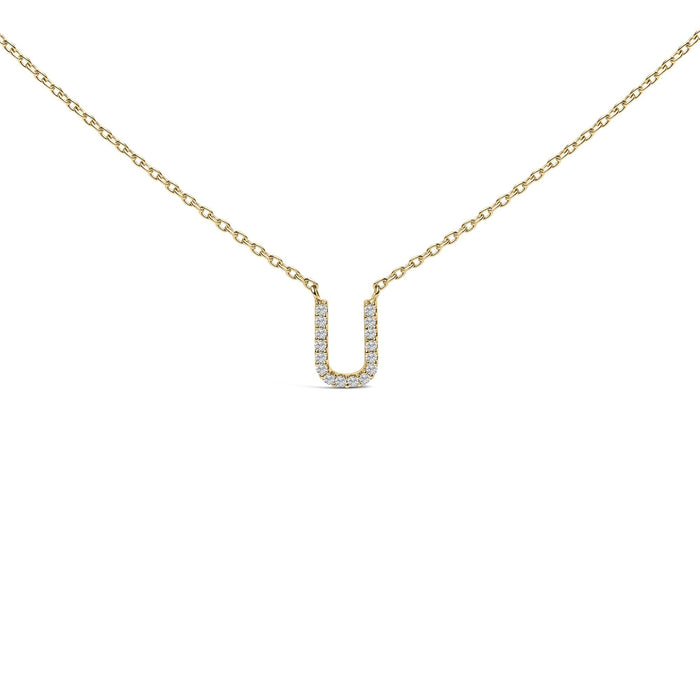 Collar con colgante de inicial A-Z en letra de molde con detalle de diamante en oro amarillo de 10K, foto 6