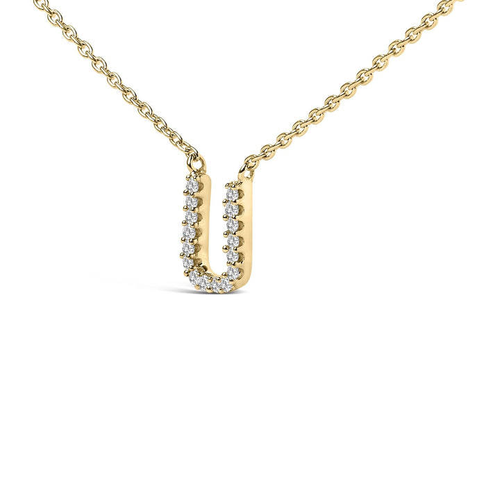 Collar con colgante de inicial A-Z en letra de molde con detalle de diamante en oro amarillo de 10K