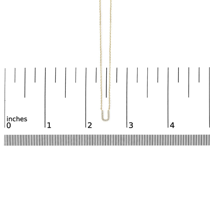 Collar con colgante de inicial A-Z en letra de molde con detalle de diamante en oro amarillo de 10K