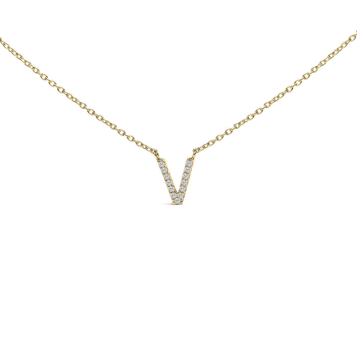 Collar con colgante de inicial A-Z en letra de molde con detalle de diamante en oro amarillo de 10K, foto 5