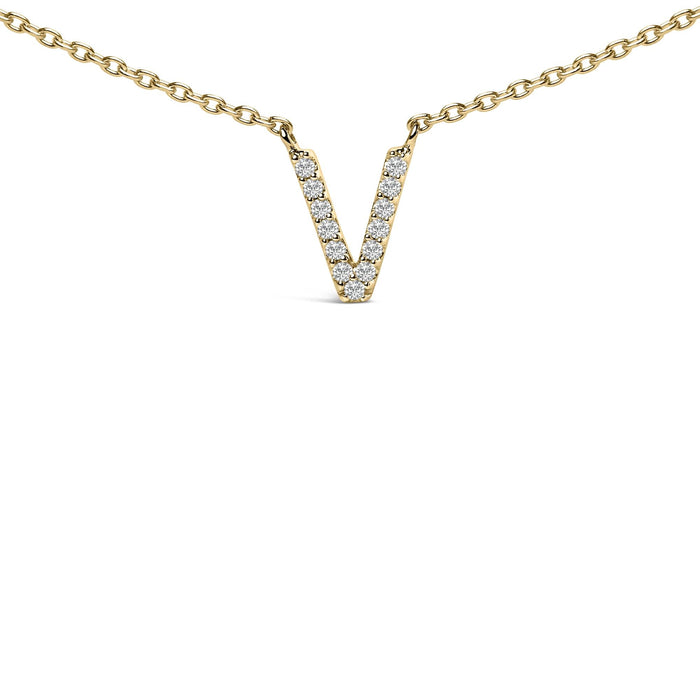 Collar con colgante de inicial A-Z en letra de molde con detalle de diamante en oro amarillo de 10K, foto 31