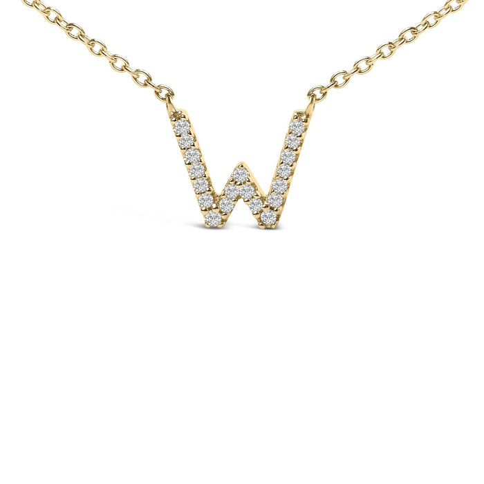 Collar con colgante de inicial A-Z en letra de molde con detalle de diamante en oro amarillo de 10K, foto 30