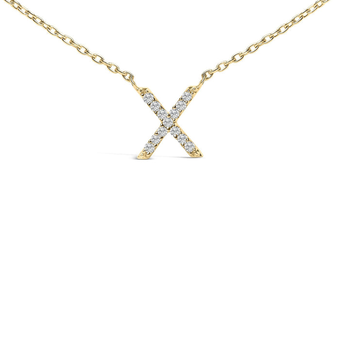 Collar con colgante de inicial A-Z en letra de molde con detalle de diamante en oro amarillo de 10K, foto 29