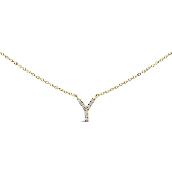 Diamond Accent A-Z Block Initial Pendant Necklace in 10K Yellow Gold, photo 2