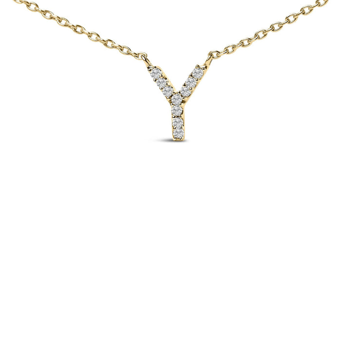 Collar con colgante de inicial A-Z en letra de molde con detalle de diamante en oro amarillo de 10K, foto 28