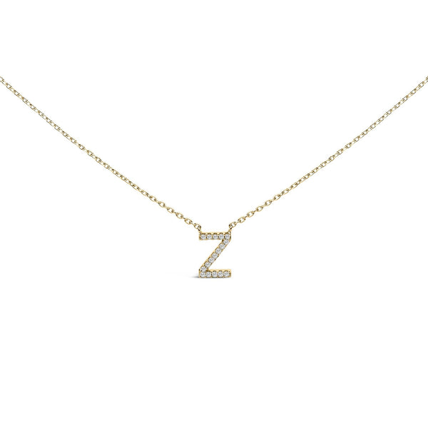 Diamond Accent A-Z Block Initial Pendant Necklace in 10K Yellow Gold, photo 1