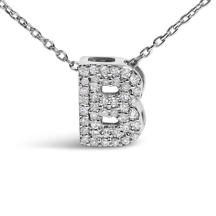 Diamond Accent A-Z Initial Bubble Pendant Necklace in 10K White Gold, photo 51