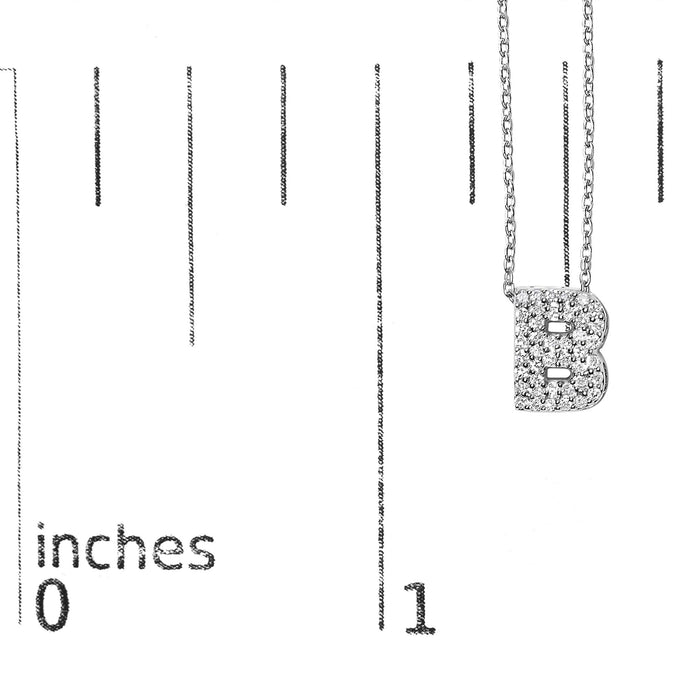 Diamond Accent A-Z Initial Bubble Pendant Necklace in 10K White Gold