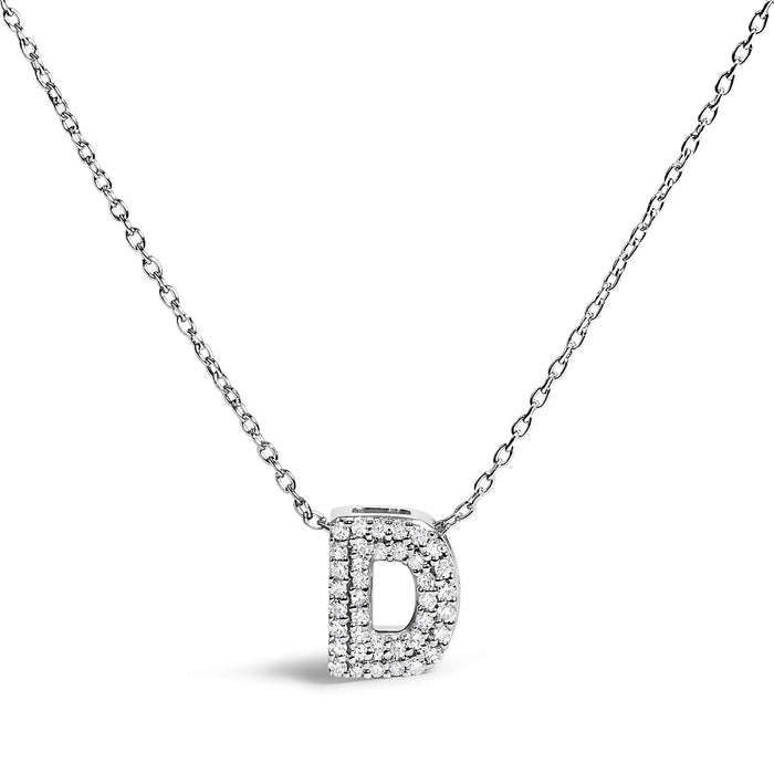 Diamond Accent A-Z Initial Bubble Pendant Necklace in 10K White Gold, photo 23