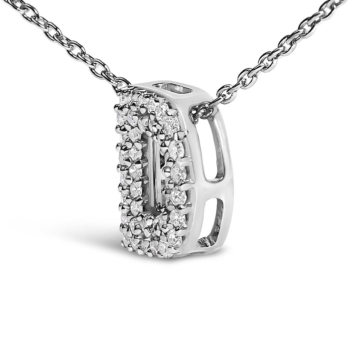 Diamond Accent A-Z Initial Bubble Pendant Necklace in 10K White Gold