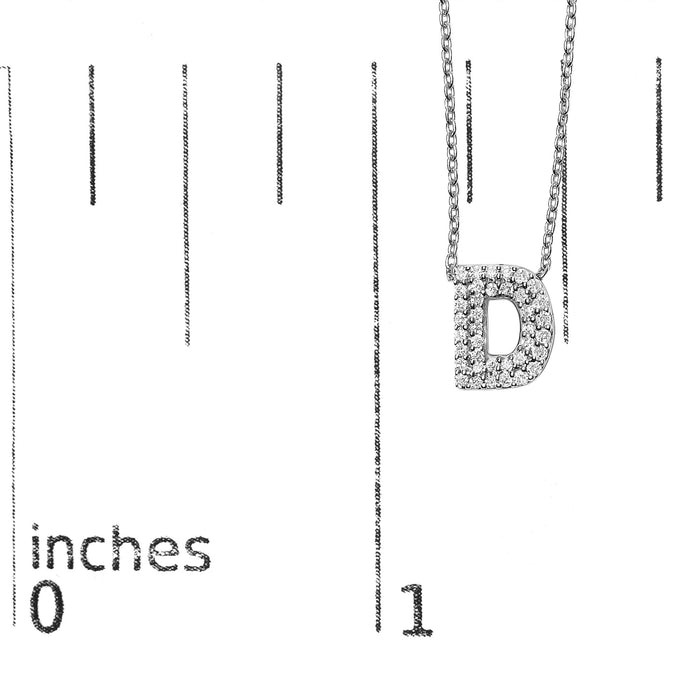 Diamond Accent A-Z Initial Bubble Pendant Necklace in 10K White Gold