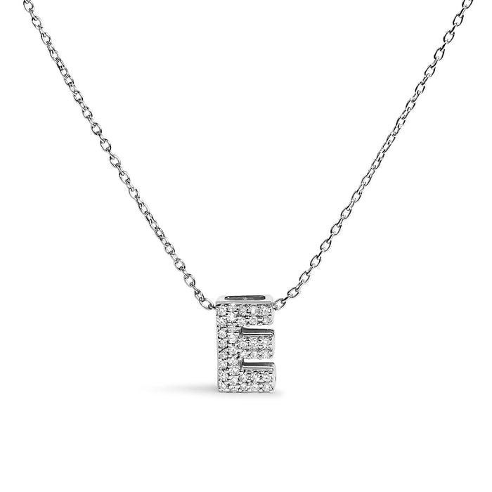 Diamond Accent A-Z Initial Bubble Pendant Necklace in 10K White Gold, photo 22