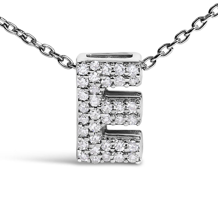 Diamond Accent A-Z Initial Bubble Pendant Necklace in 10K White Gold, photo 48