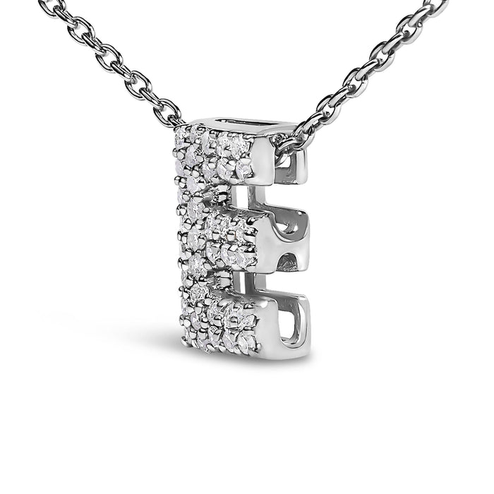 Diamond Accent A-Z Initial Bubble Pendant Necklace in 10K White Gold