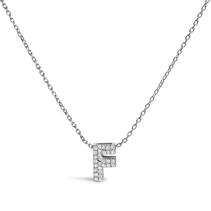 Diamond Accent A-Z Initial Bubble Pendant Necklace in 10K White Gold, photo 21